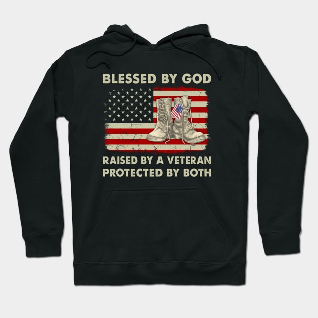 Blessed By God Raised By A Veteran Protected By Both Hoodie by Symmetry Stunning Portrait